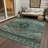 Machine Washable Indoor/Outdoor Xhevrie Teal Rug-615412629