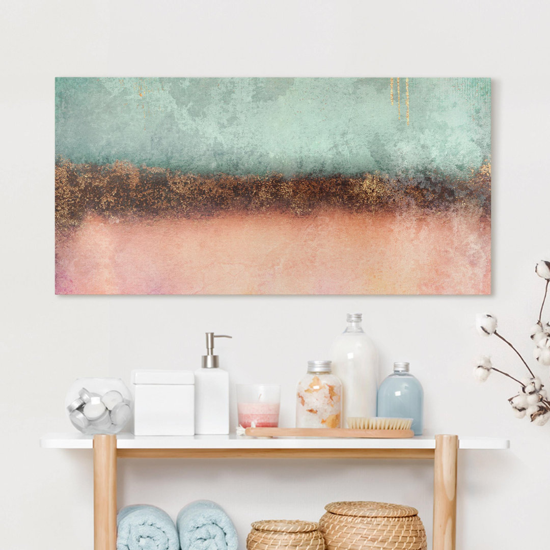 Leinwandbild Pastell Sommer mit Gold von Elisabeth Fredriksson