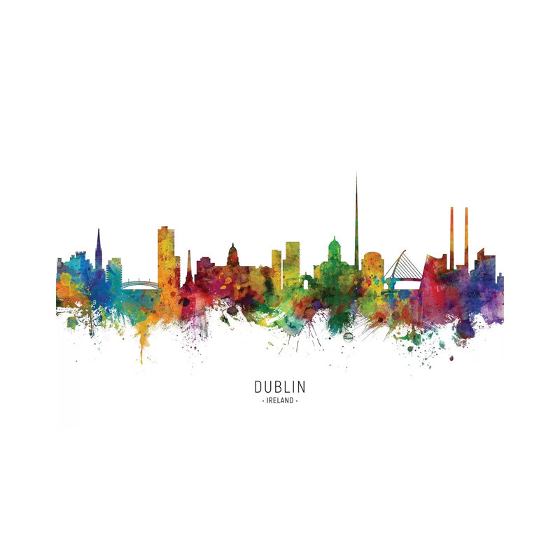 «Dublin Ireland Skyline» par Michael Tompsett, impression sur toile tendue, H 18 po x l 26 po x P 1,5 po