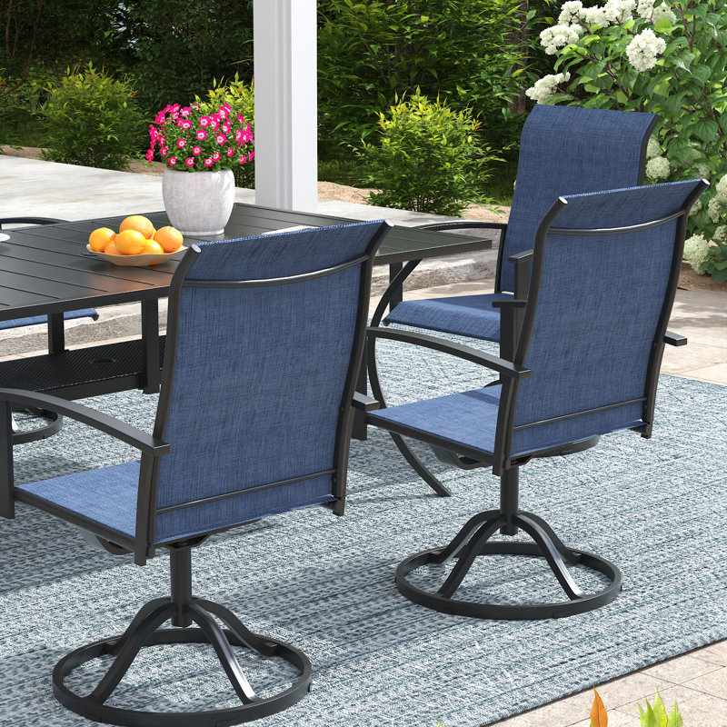 Ensemble de salle à manger de patio Middleton avec table de salle à manger rectangulaire et 6 chaises pivotantes PVC-coated polyester