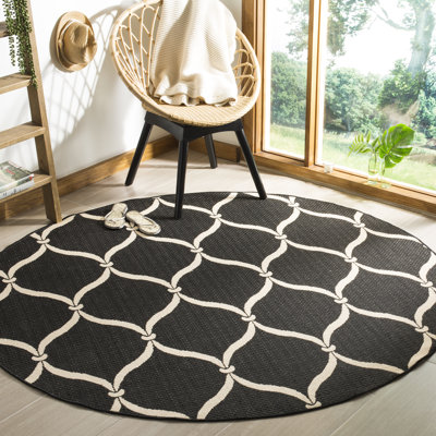 Tapis intérieur / extérieur noir / beige Abeeda Palmetto
