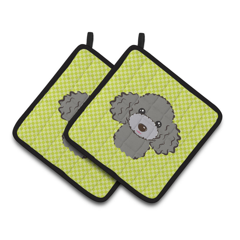 Cuisinier poignée caniche caroline trésors Checkerboard, Argent/Gris