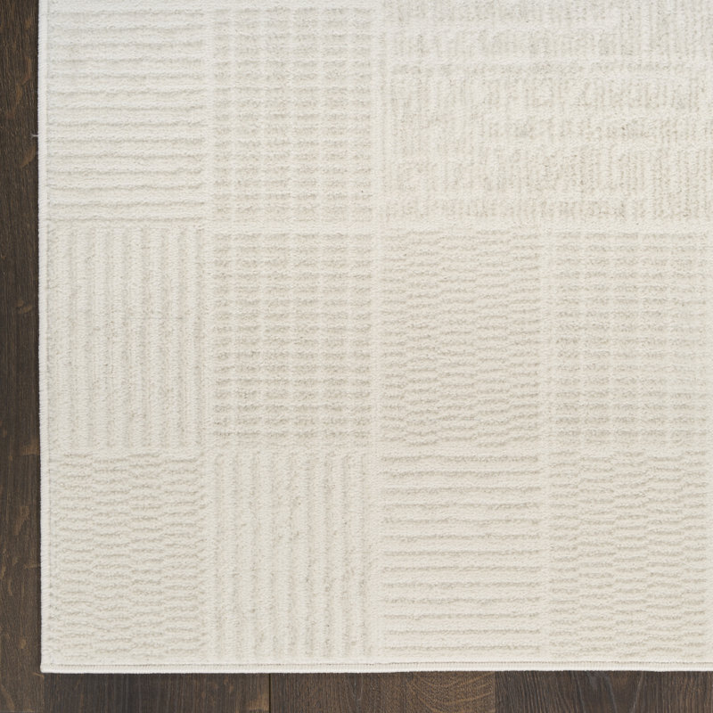 Tapis d'intérieur moderne ivoire Ebern Designs Reimann, Rectangle 5 pi x 7 pi