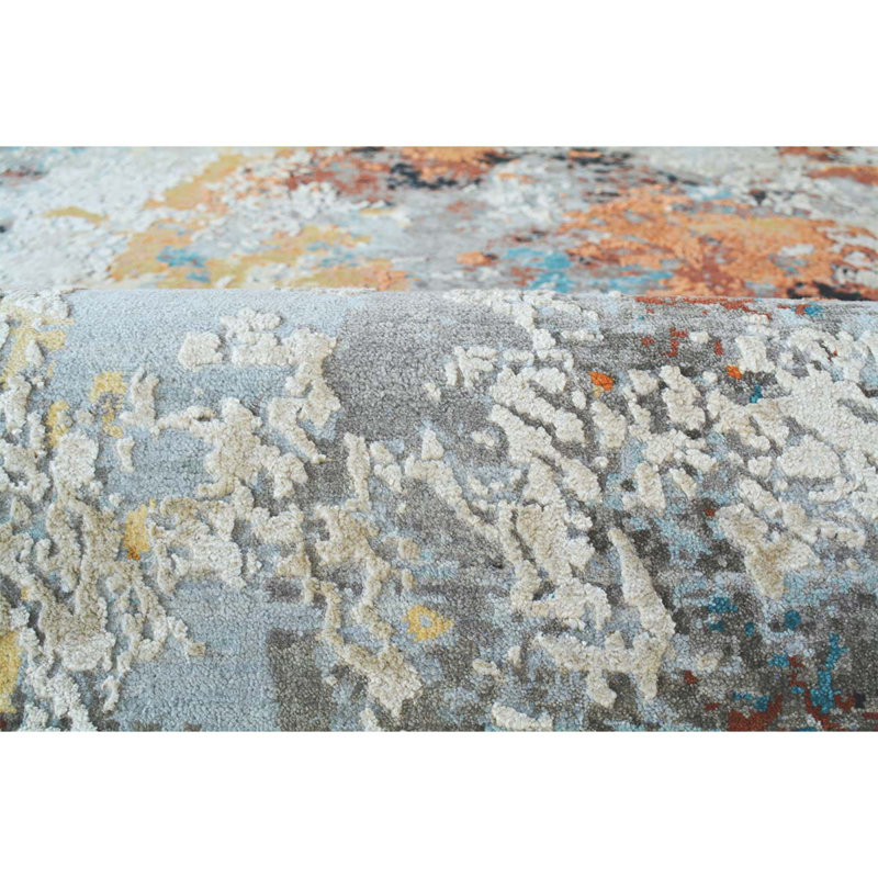 Hand Knotted Abstract Area Rug, Rectangle 4' x 6'