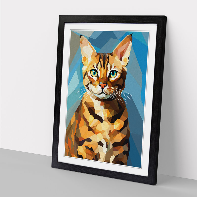 Bengal Cat Cubism - Framed Print, Black Framed, 64cm H x 46cm W x 2cm D
