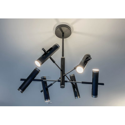 12-Light LED Sputnik Modern Linear Chandelier