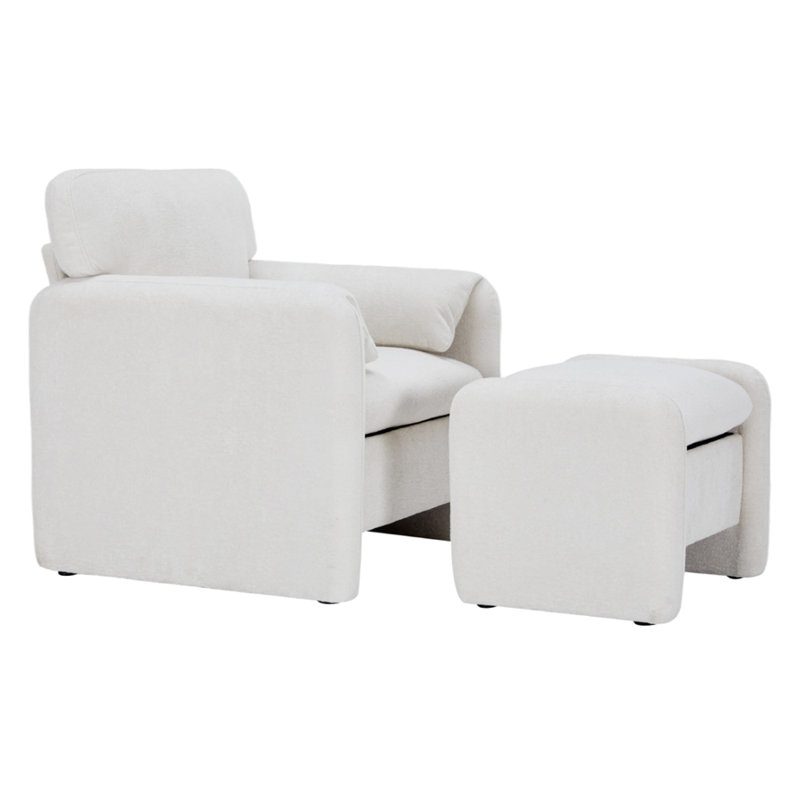 2 Seater Chenille Sofa, White