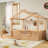 Akin House-Shaped Wooden Floor Bed with Guardrails & Built-in Tray-122581933-122581935
