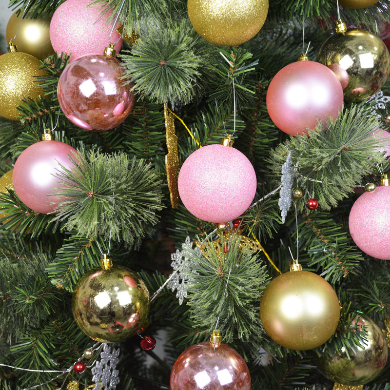 Ornement boule de Noël brillant scintillant, Or / rose