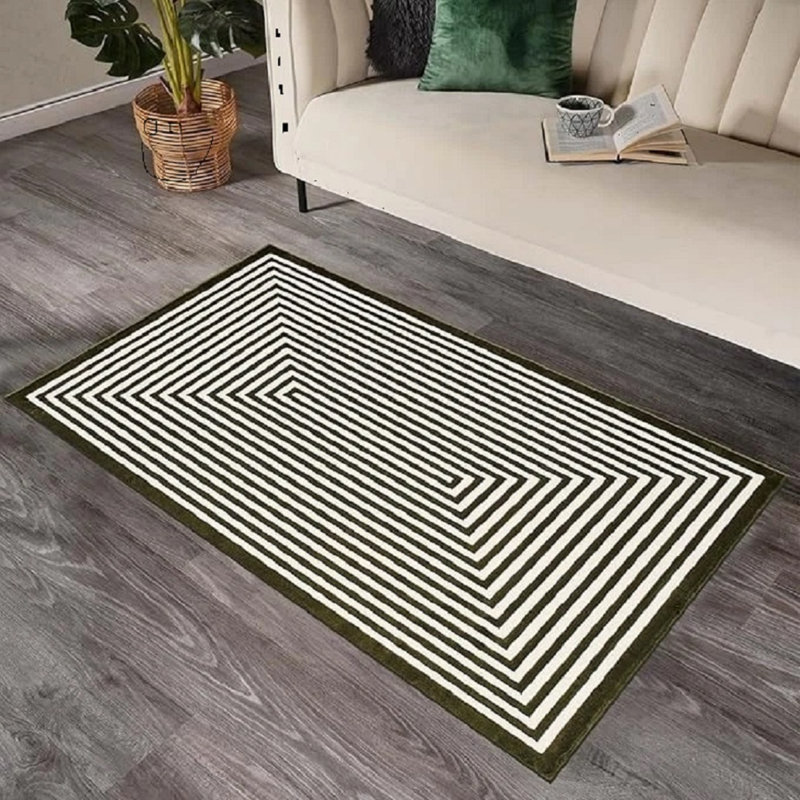 Striped Flokati, Green, Rectangle 80cm x 150cm