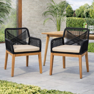 Chaises de cuisine et de salle à manger rembourrées Jana - Fauteuils de patio toutes saisons en bois massif