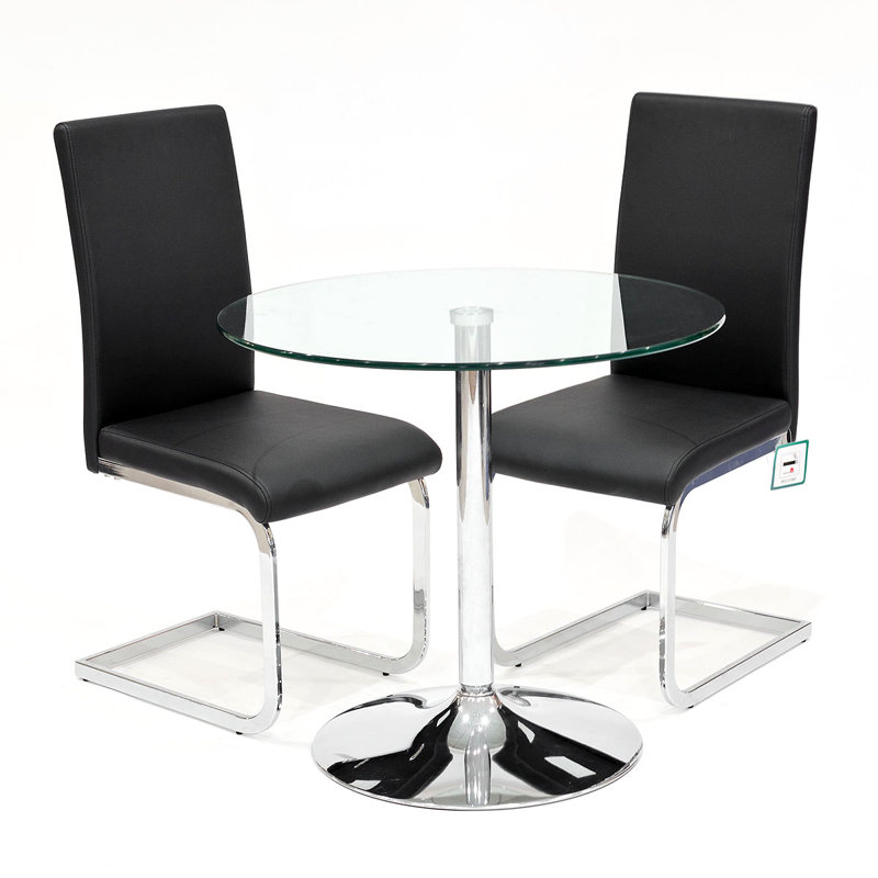 Carnot Glass Dining Set, Black