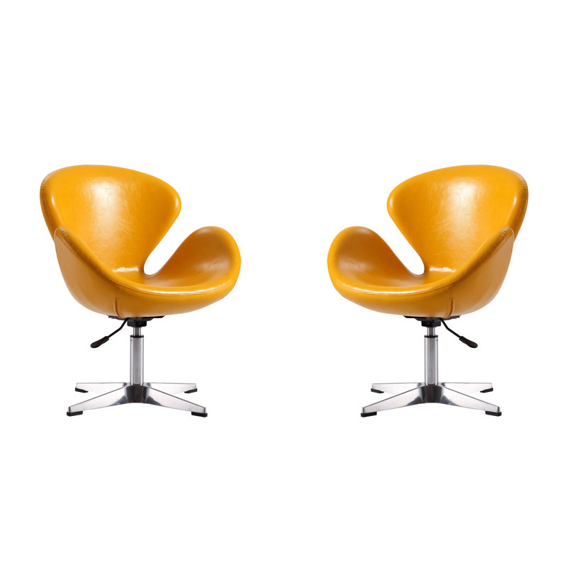 Fauteuil ballon rembourré en métal Raspberry Modern Vegan, Similicuir jaune