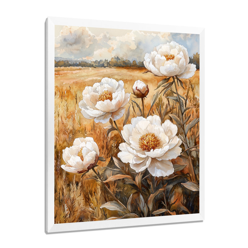 Bowerton - impressions murales florales, H 32 po x l 24 po, Reproduction encadrée d'une seule photo, Blanc