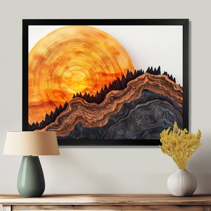 «Sunrise Tree In Forest Landscape III», art sur toile, forêt, Reproduction d'une seule photo avec cadre, Noir