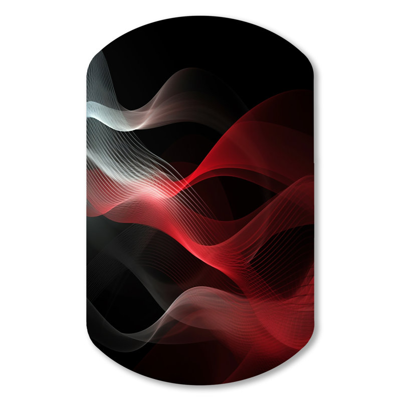 «Red Black Contemplative Abstraction II - Asymmetric Abstract Modern Waves», reproduction d'art murale en métal