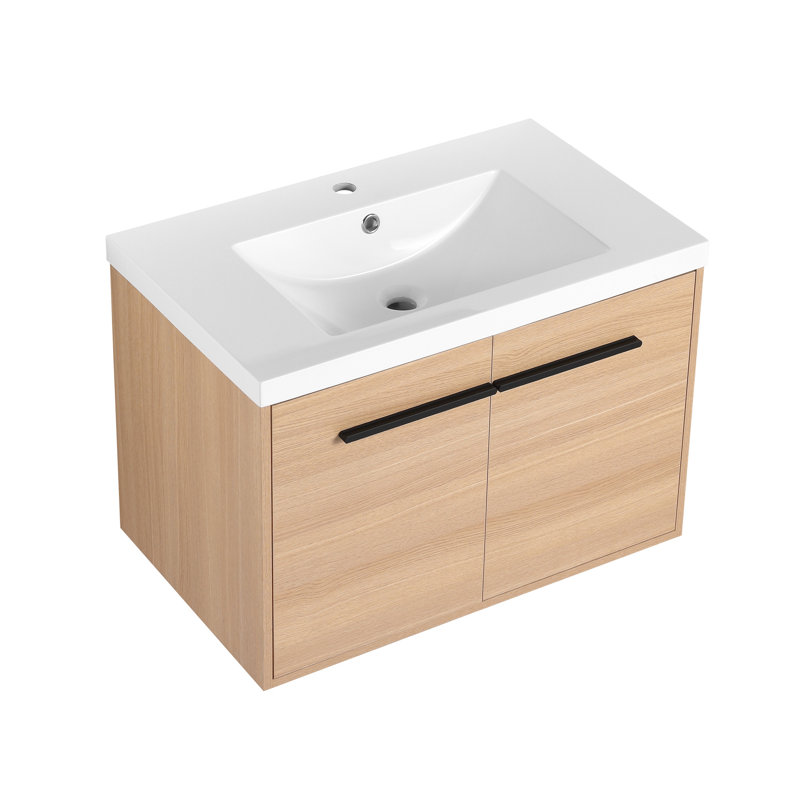 Meuble-lavabo luxueux avec lavabo durable et rangement spacieux, Chêne