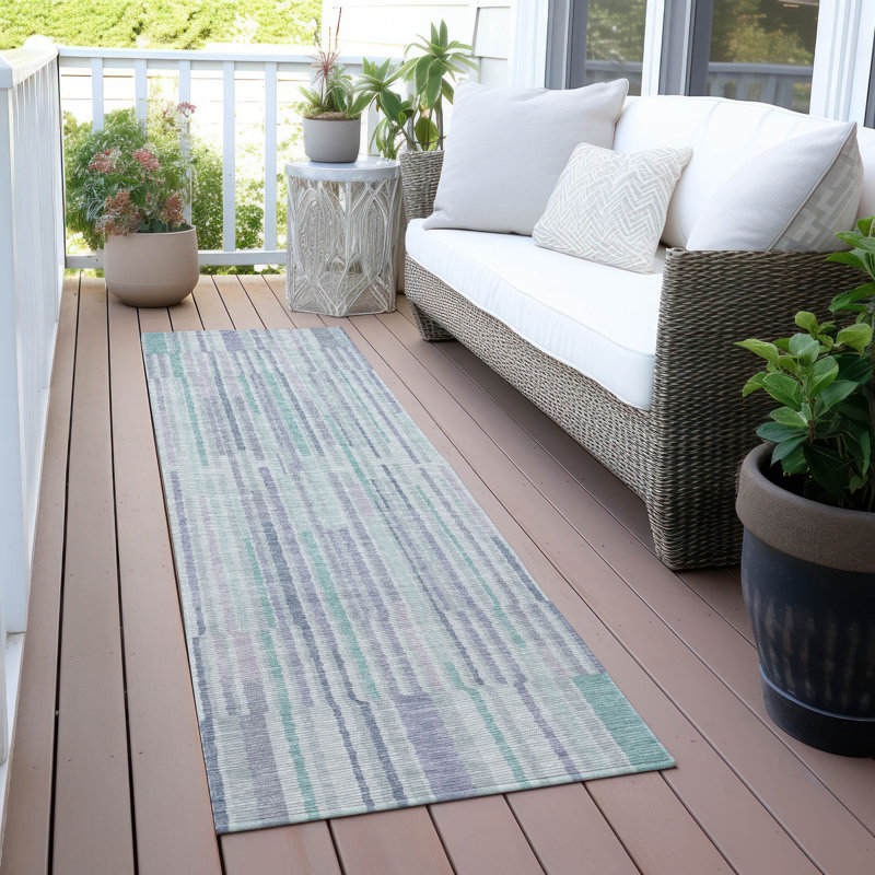 Tapis menthe Xhevrie intérieur / extérieur lavable à la machine, Tapis de couloir 2 pi 3 po x 7 pi 6 po