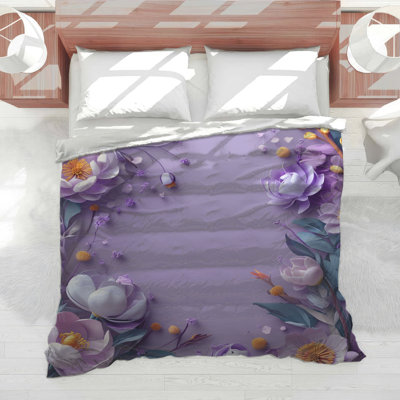 Purple Floral Arrangement Comforter