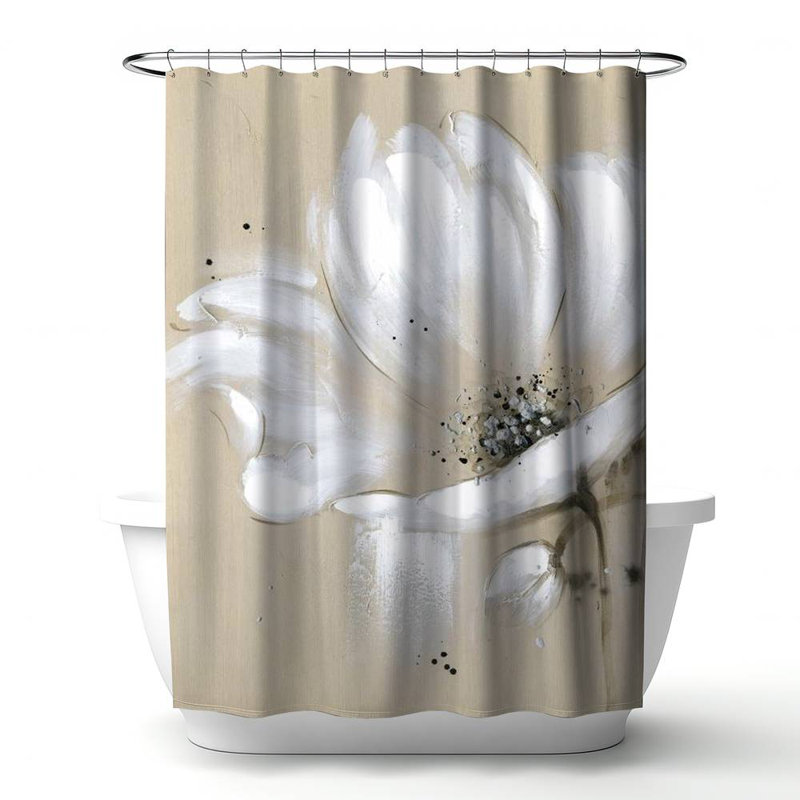 Floral – Polyester Shower Curtain, Dye Sublimation Print, 71" W × 74" L