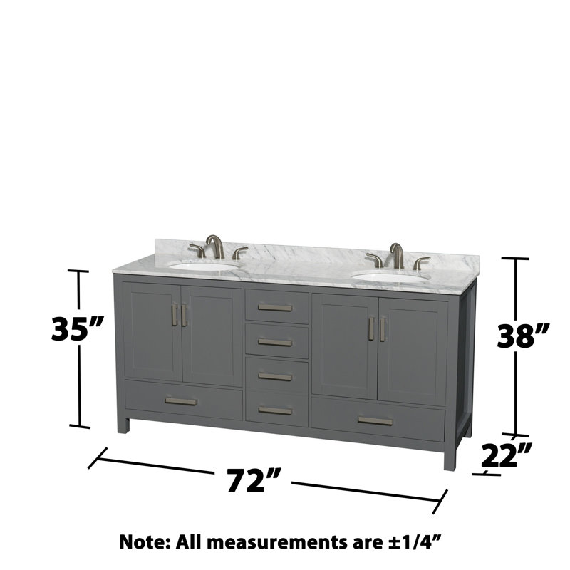 Sheffield 72" Double Bathroom Vanity Set, Dark Gray, Brushed Chrome
