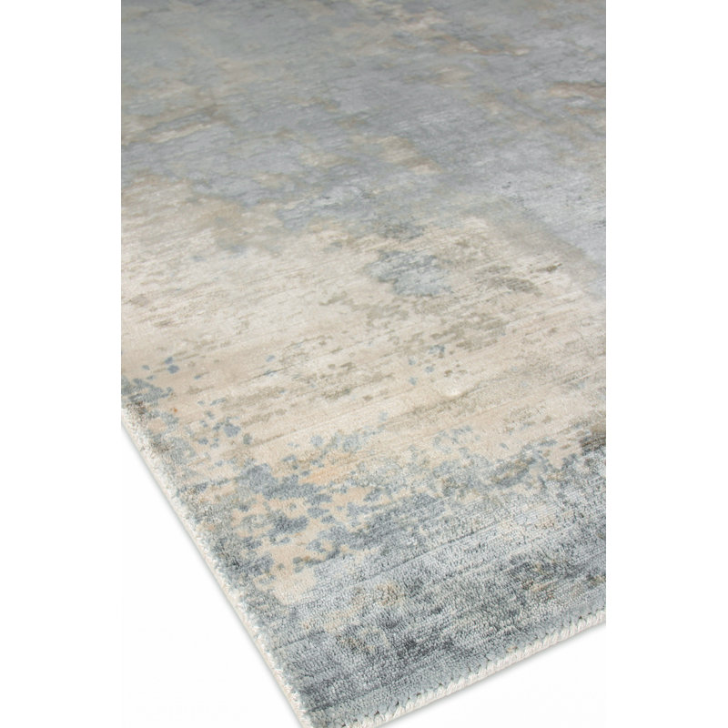 Koda Handmade Synthetic Silver/Blue/Brown Area Rug, Rectangle 12' x 17'4"