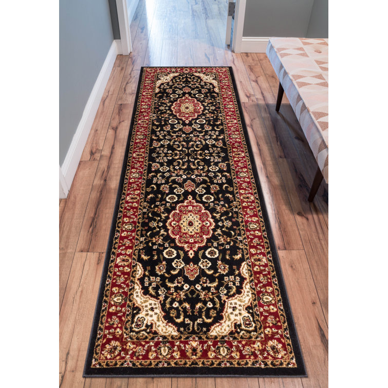 Belliere Medallion Kashan Black Traditional Rug