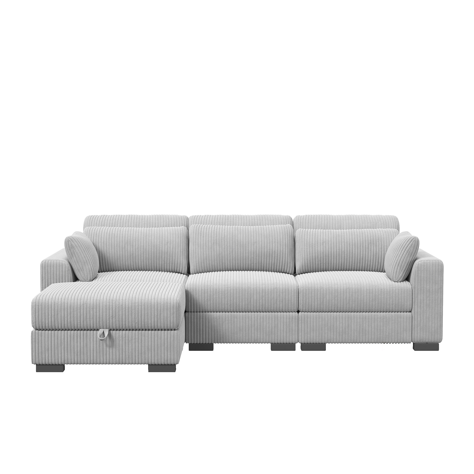 4-Piece 103" L-Shaped Reversible Upholstery Sectional Sofa With Movable Storage Ottoman, Corduroy Sofa Collection