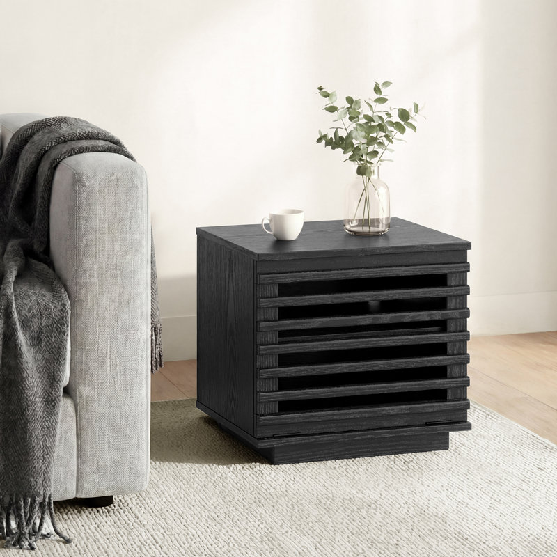 Table de chevet moderne à DEL intégrée avec tablettes réglables, Black