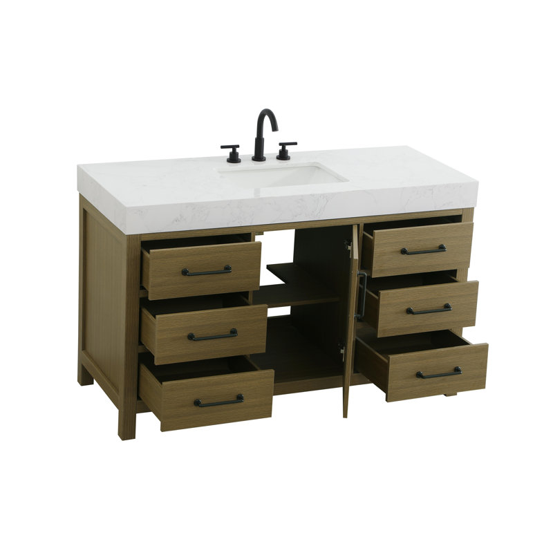 Meuble-lavabo simple 54 po_Traditional_VF60654, Brun châtaigne