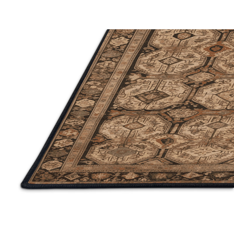 Tapis brun turc lavable à la machine, Rond 6 pi