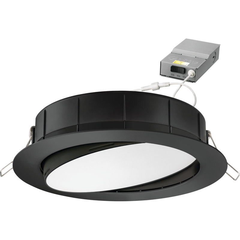 Wafer Gimbal 7'' Matte Black LED Energy Star Indoor/Outdoor Recessed Light