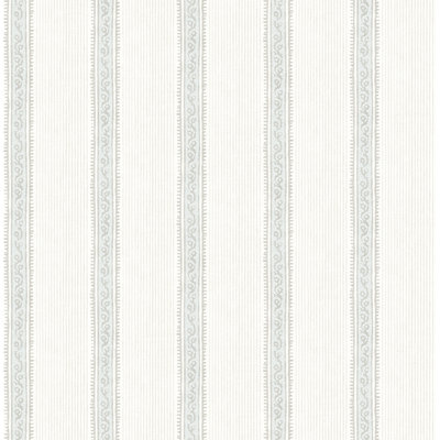 Mandevilla Light Blue Vine Stripe Wallpaper