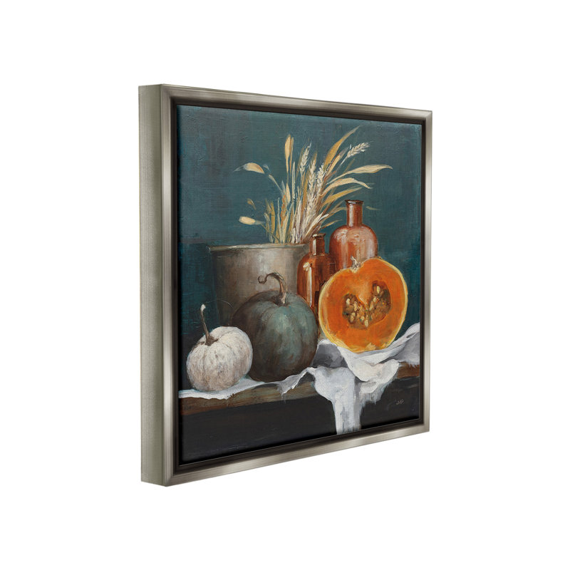 «Autumn Harvest Still Life Floater Frame» par Julia Purinton sur, Cadre flottant gris lustré, H 25 po x l 25 po
