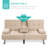 Latsia Modern Linen Convertible Futon Sofa Bed w/ Removable Armrests, Metal Legs, Cupholders-1543814896