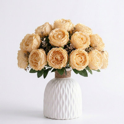 Pivoines artificielles en soie dans un vase, décoration florale pour centre de table de mariage Boho