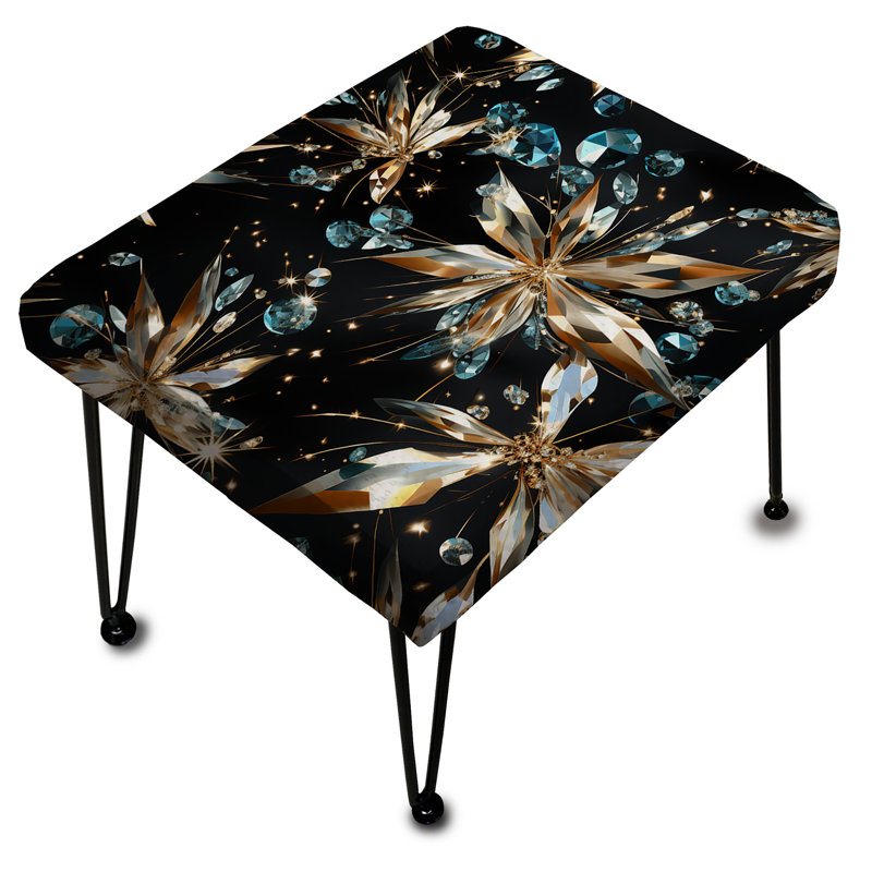 Repose-pieds rectangulaire noir et doré Glamour Opulence