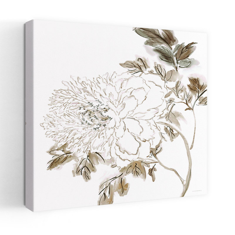 Neutral Bloom Abstract Contemporary Flower Art, 32" H x 32" W