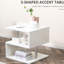 Table d'appoint de 20 po avec rangement, moderne en forme de S blanc, tablette de bout facile à entretenir, table moderne, design
