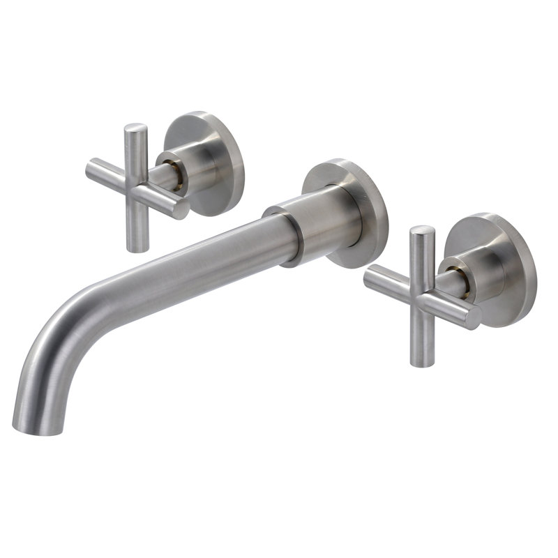IVIGA Double-Handle Wall Mounted Bathroom Faucet for Sink, Brushed Nickel