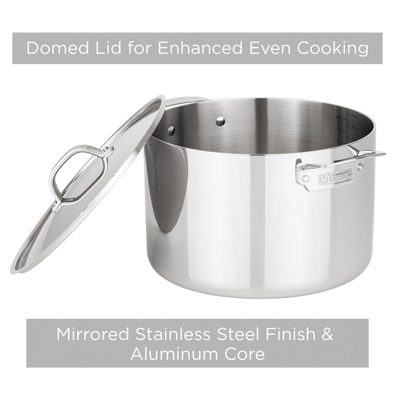 Viking 3-Ply Stainless Steel 12-Quart Stock Pot with Metal Lid