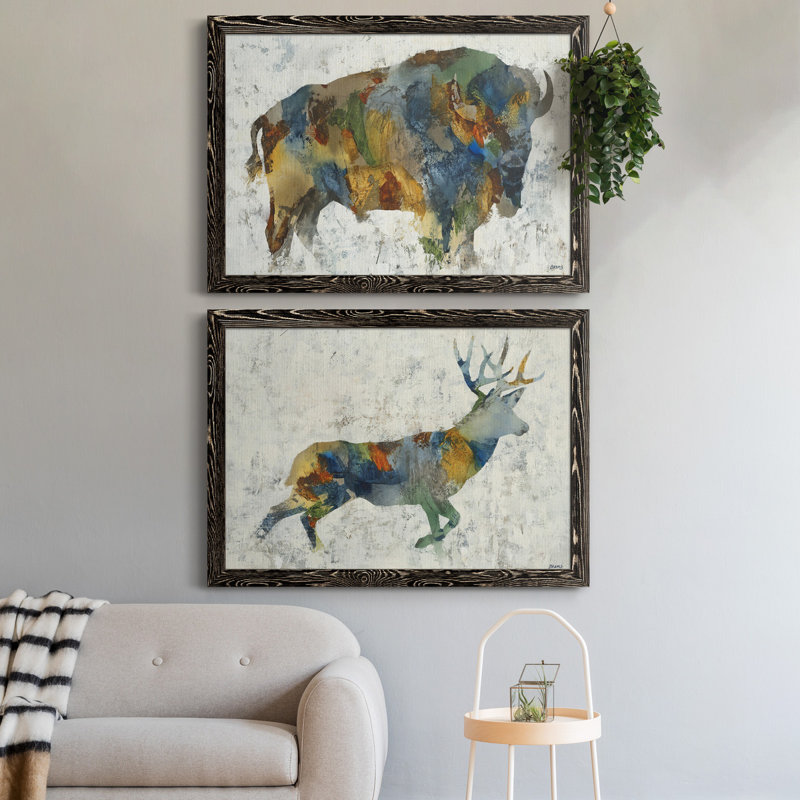 Plains Icon - ensemble de 2 impressions, H 37,5 po x l 55 po x P 1,5 po, Toile encadrée noire, Pas de tapis
