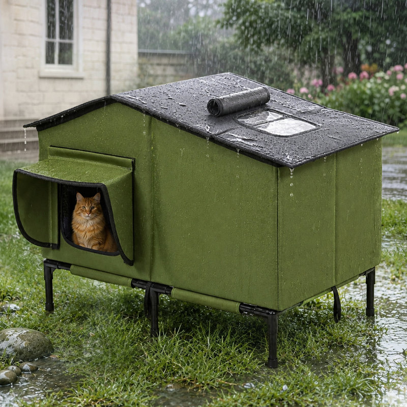 Maison d'extérieur pour chat résistante aux intempéries, abri pour chats avec porte de secours, abri pour chats pour petits animaux, abri pour chats