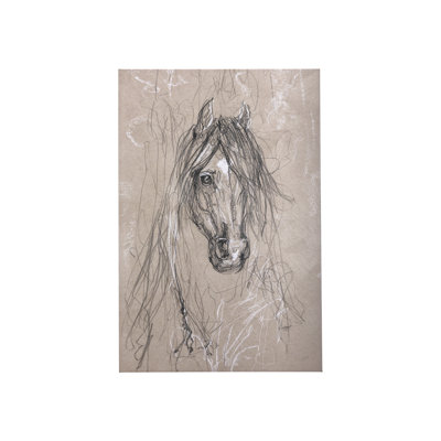 Croquis de l'animal VII (cheval) et toile texturée embelli à la main