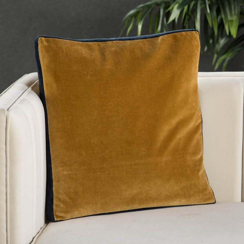 Brixen Cotton Reversible Throw Pillow, Down, Yellow