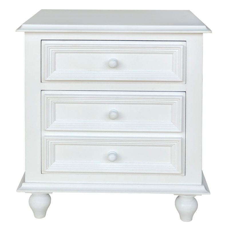  Table de chevet de style chalet moderne en bois de manguier - H 28 po, Blanc
