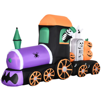 Train squelette avec fantômes gonflables