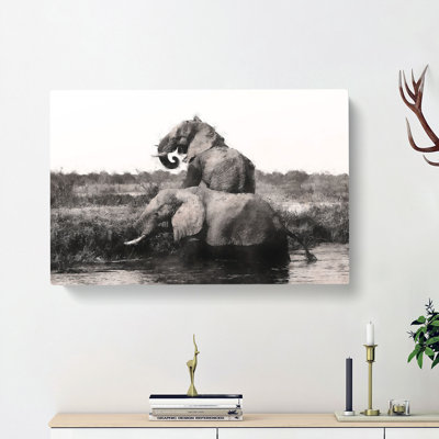 Two Elephants - Wrapped Canvas