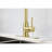 Stainless Steel Kitchen Faucet With Pull Down - Brushed Gold Finish, 360 High Arc Nozzle, Two Water Outputs, Single Handle For Temp & Flow, Corrosion/Rust, 15.84In Depth, 9.95In Width, 8.9In