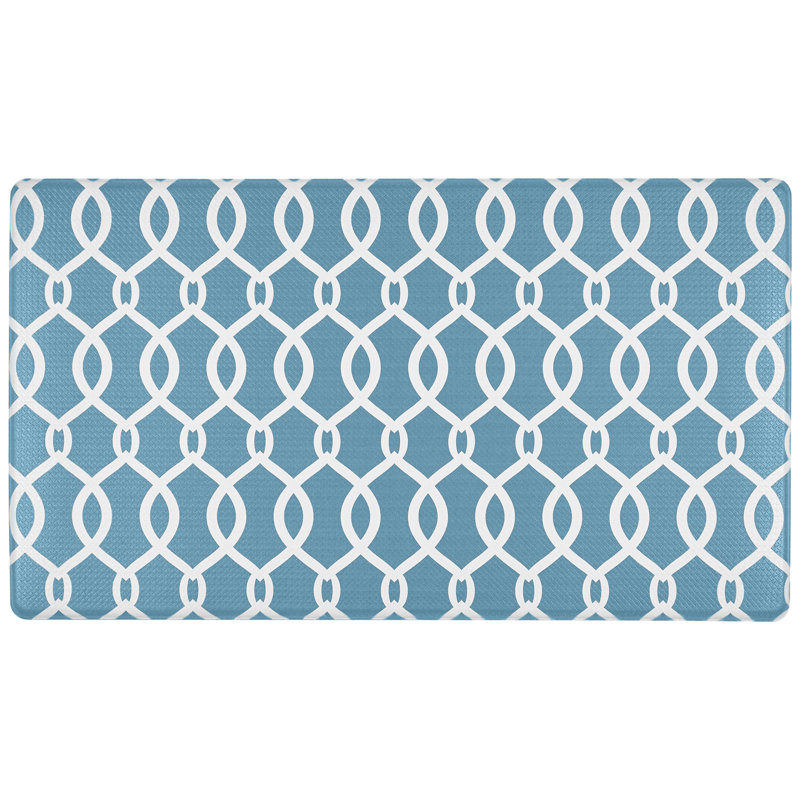 Geometric Water Resistant Anti-Fatigue Non-Skid Kitchen Mat, Red, Rectangle 1'8" x 3'